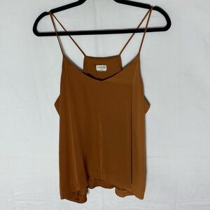 H&M #Conscious Collection Brown Satin Spaghetti Strap Tank Top Going Out Top M